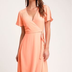 Peach Midi Wrap Dress from Lulu's